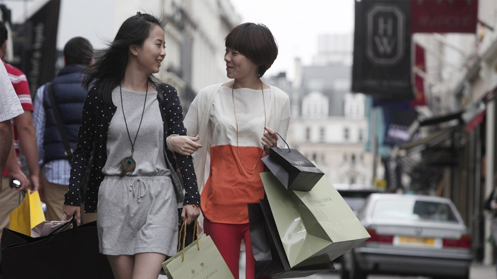 Two Chinese women shopping