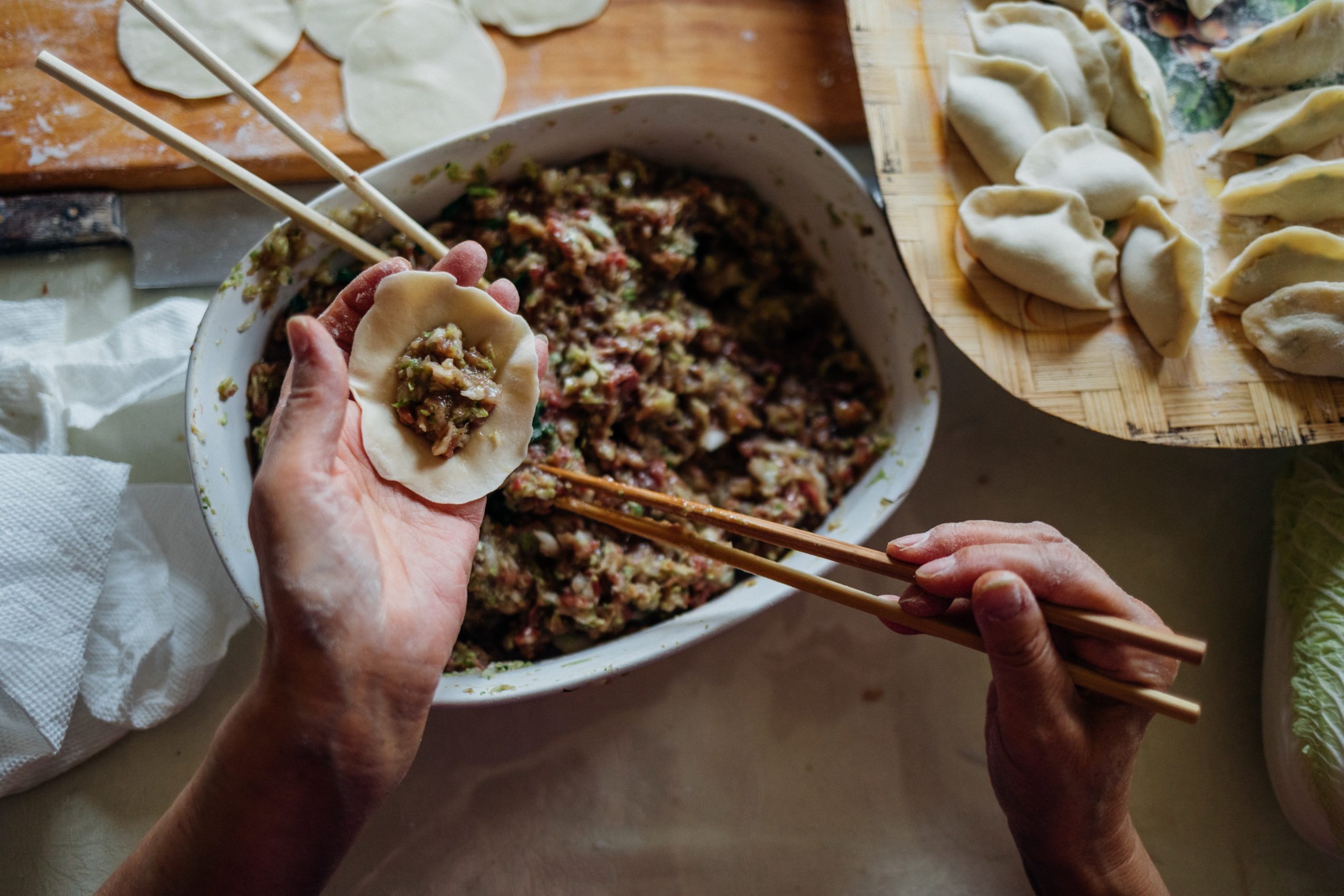 Making dumplings for Chinese New Year